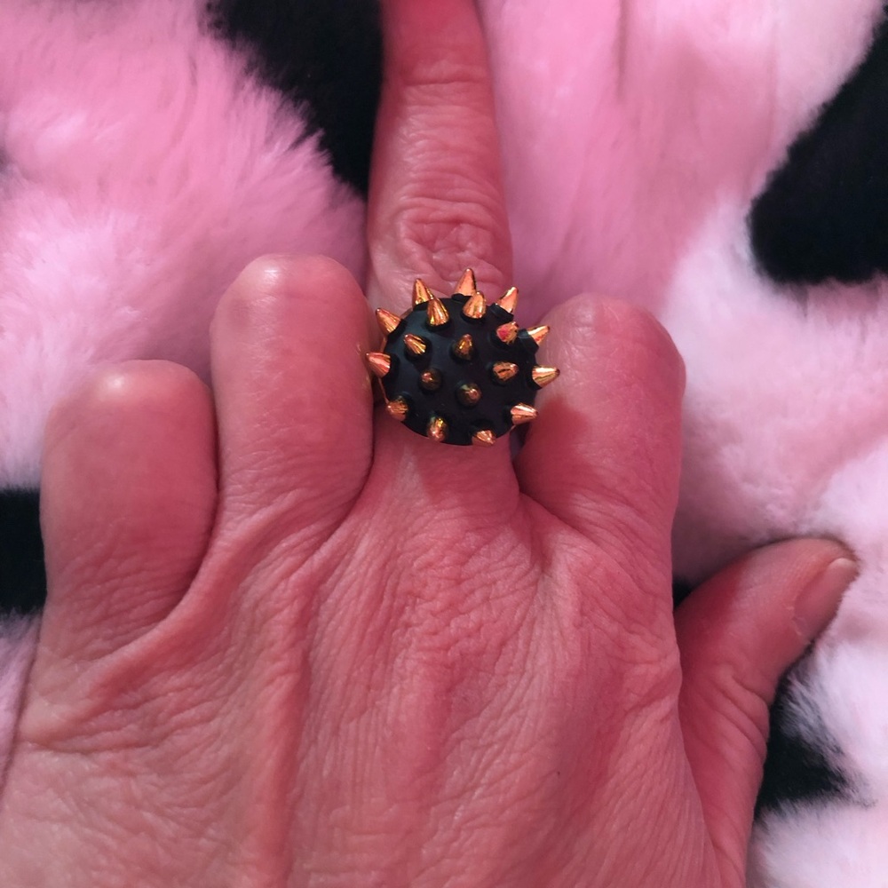 Gold and Black Spiked Ring